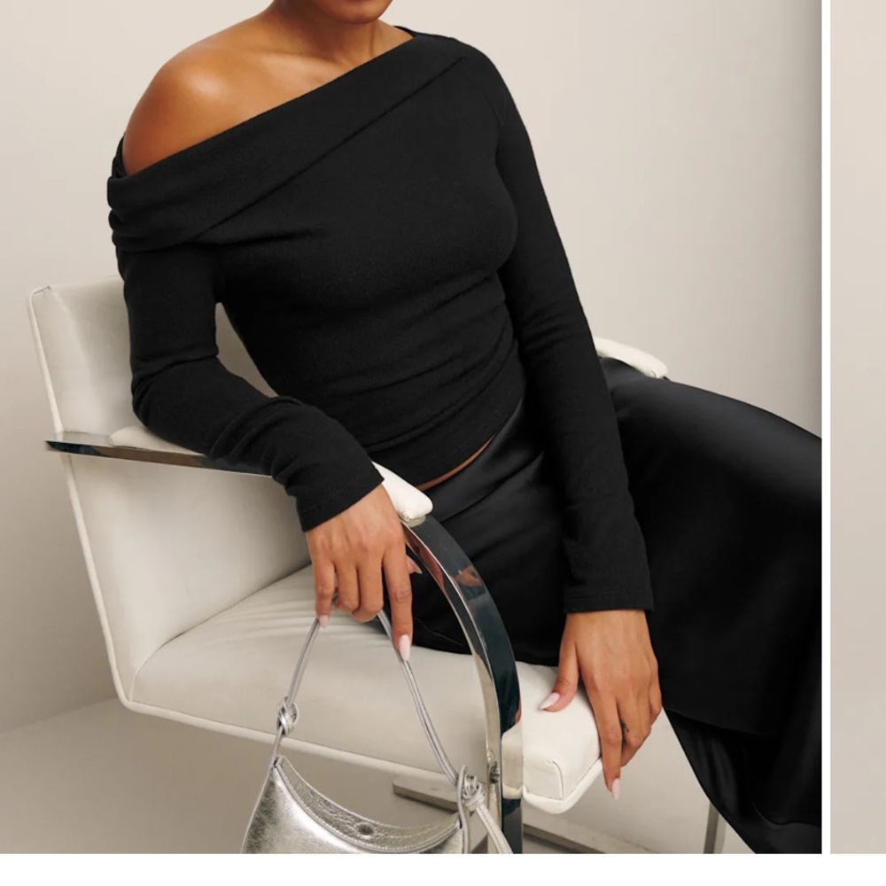 Reformation Charcoal Off-Shoulder Sweater